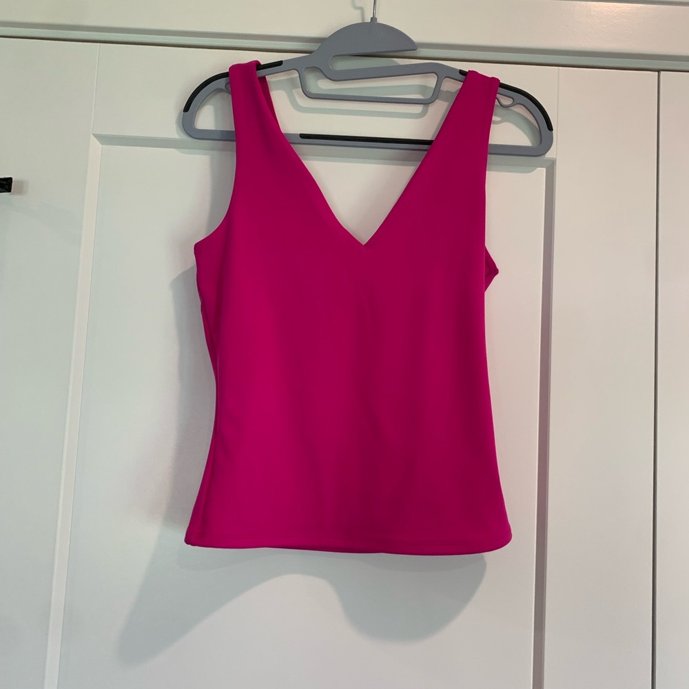 Express Hot Pink Body Contour Vneck Tank